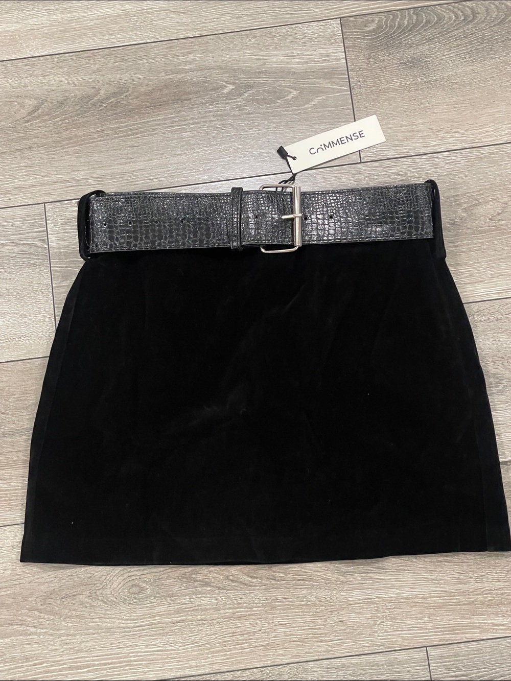 Commense Black Velvet Mini skort Size XS NWT